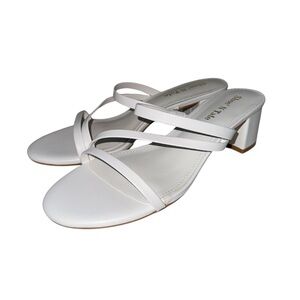 Shoe’N Tale White Strappy Chunky Block Sandal Heels Bridal Wedding New 8 Women’s